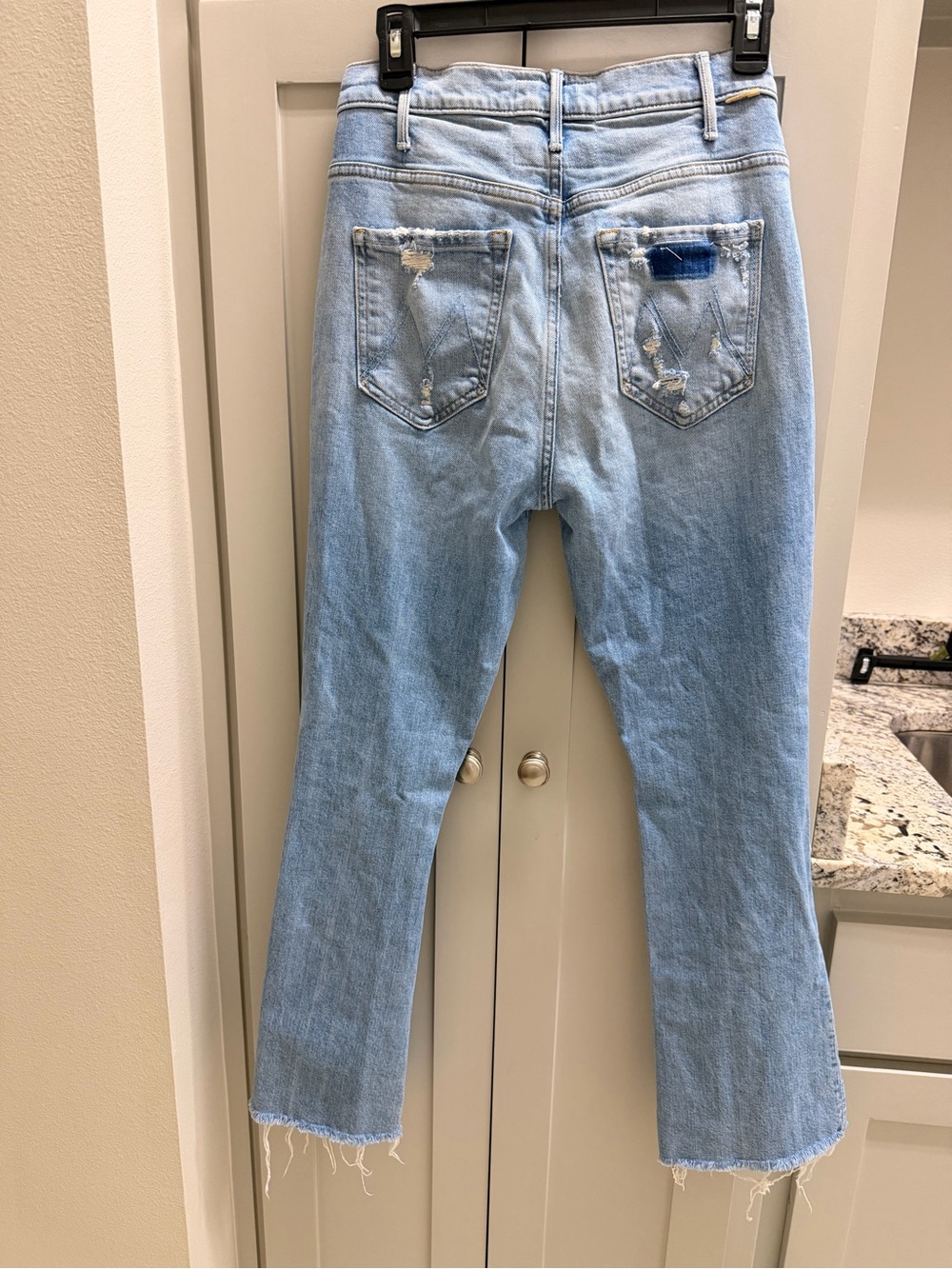 MOTHER Light Blue Distressed Wide-Leg Jeans - Picture 12 of 16